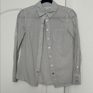 Banana republic Striped Gray button down Shirt blouse petite XS